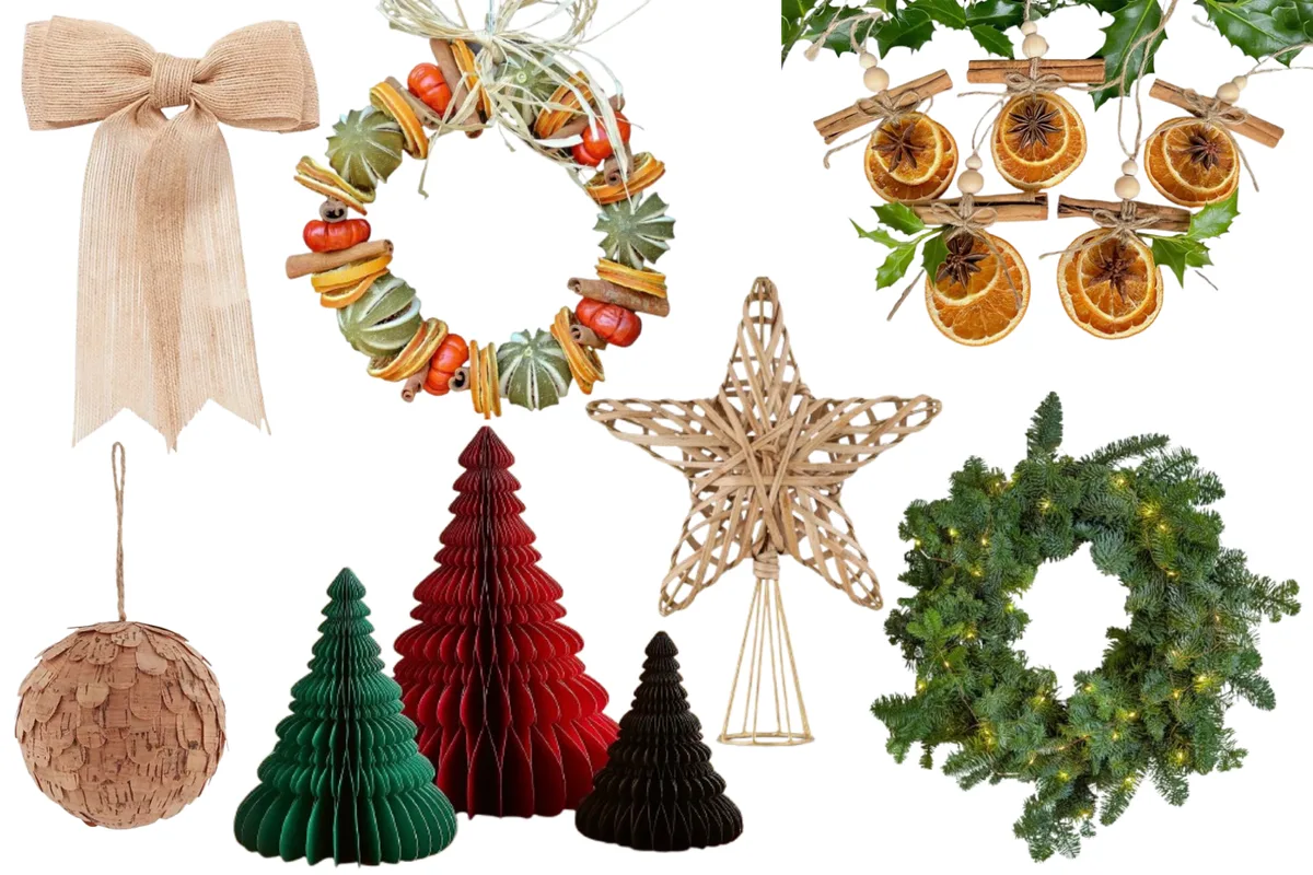 Natural Christmas decorations on a white background Natural Christmas decorations on a white background