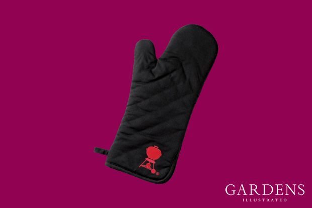 Weber BBQ Mitt on a pink background