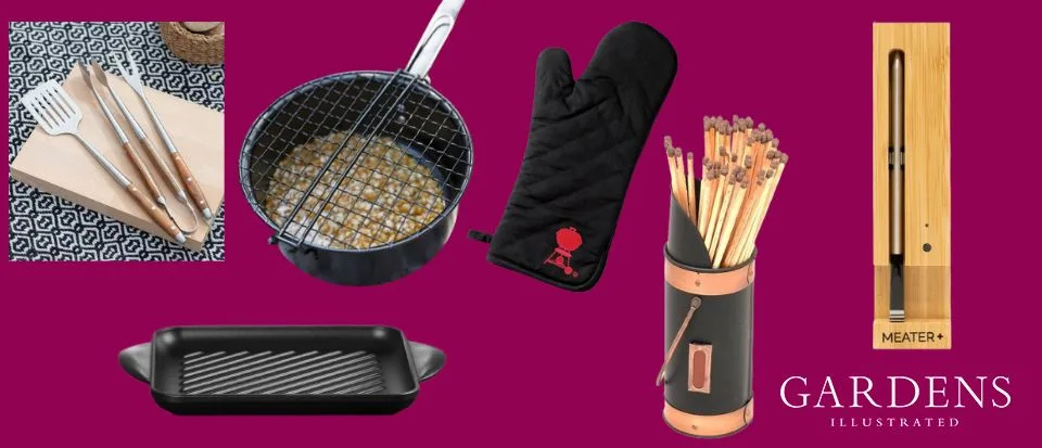 BBQ tools A selection of BBQ tools on a pink background