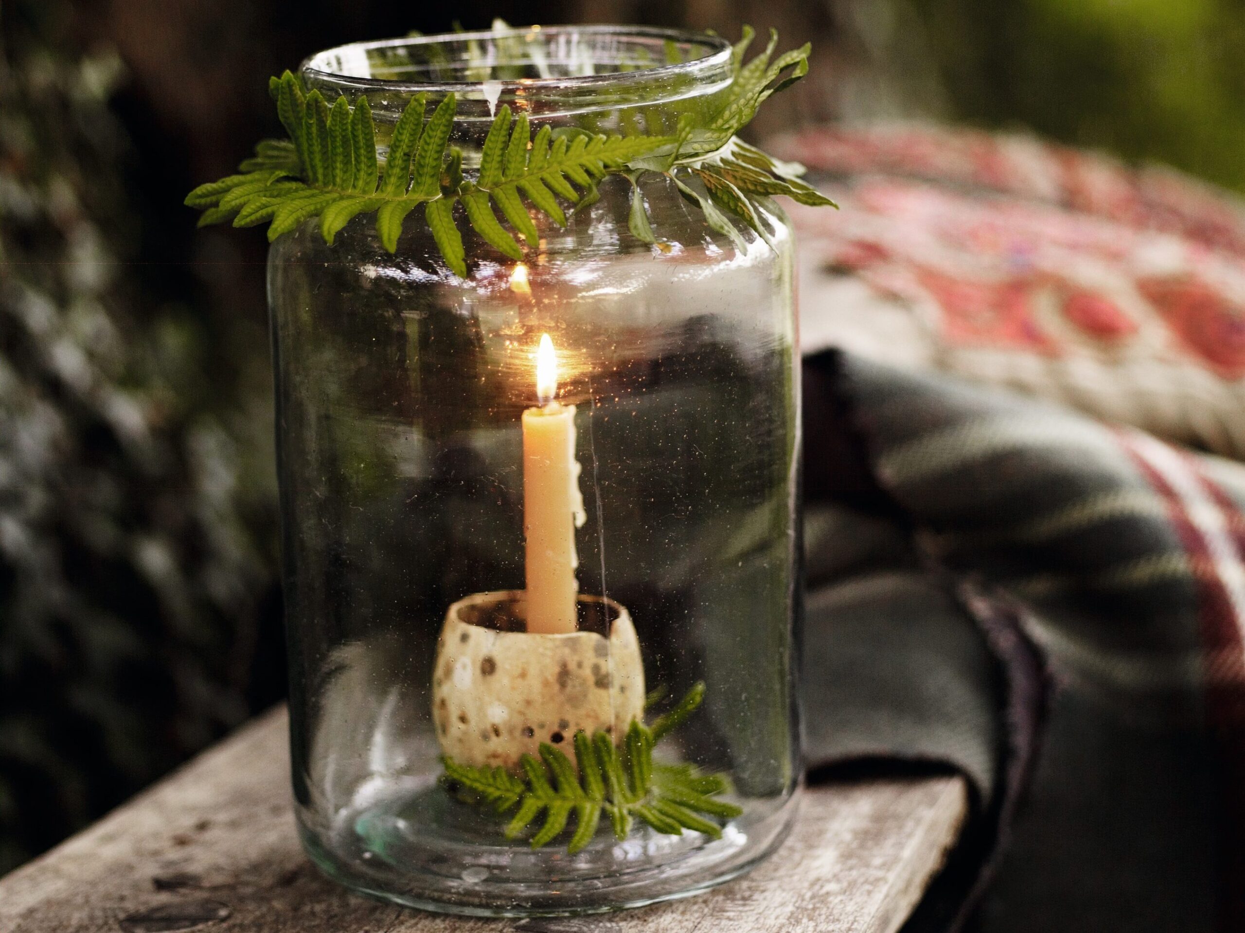 Gourd candle holders for natural Christmas decorations  