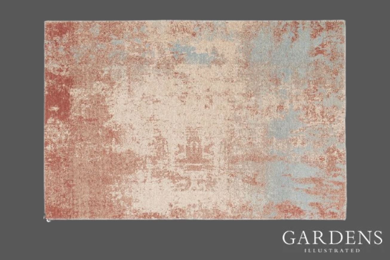 Maze Earth Abstract Outdoor Rug on a grey background