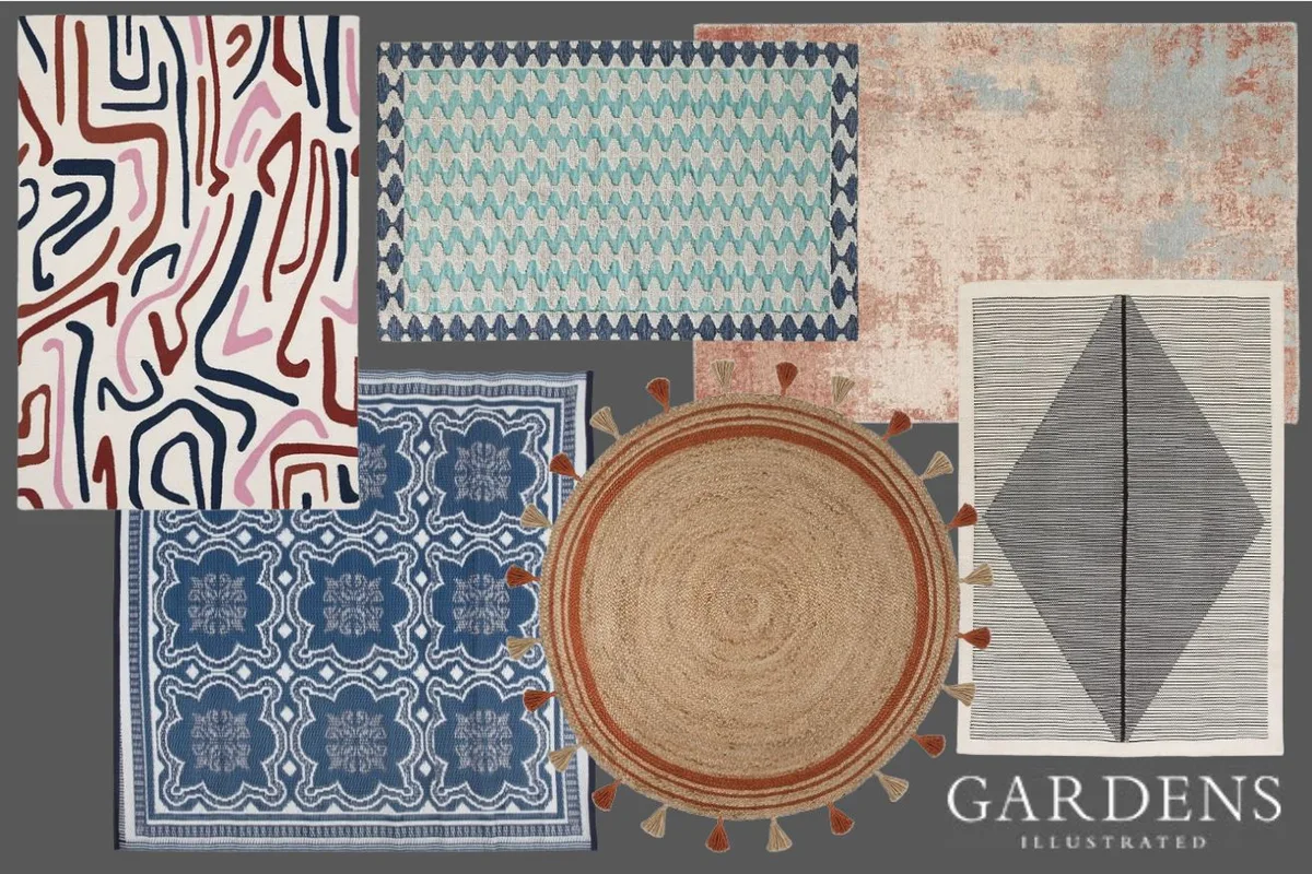Outdoor rugs Outdoor rugs on a grey background