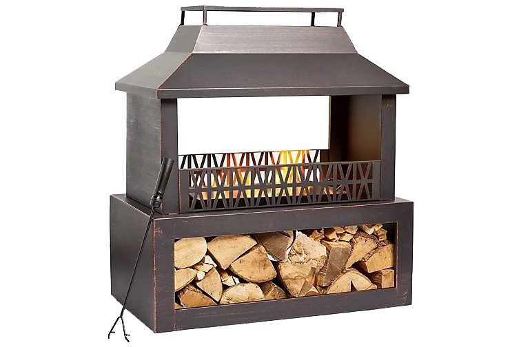 Premium Steel Outdoor Metallic Fireplace on a white background