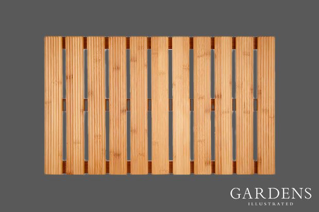Rubberised Bamboo Bathroom Duckboard on a grey background
