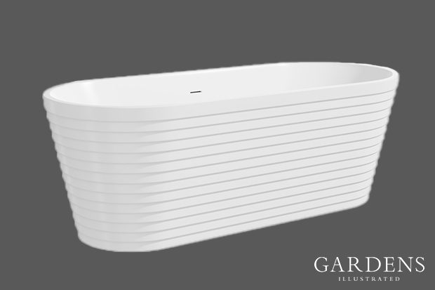 Freestanding Double Ended Bath on a grey background