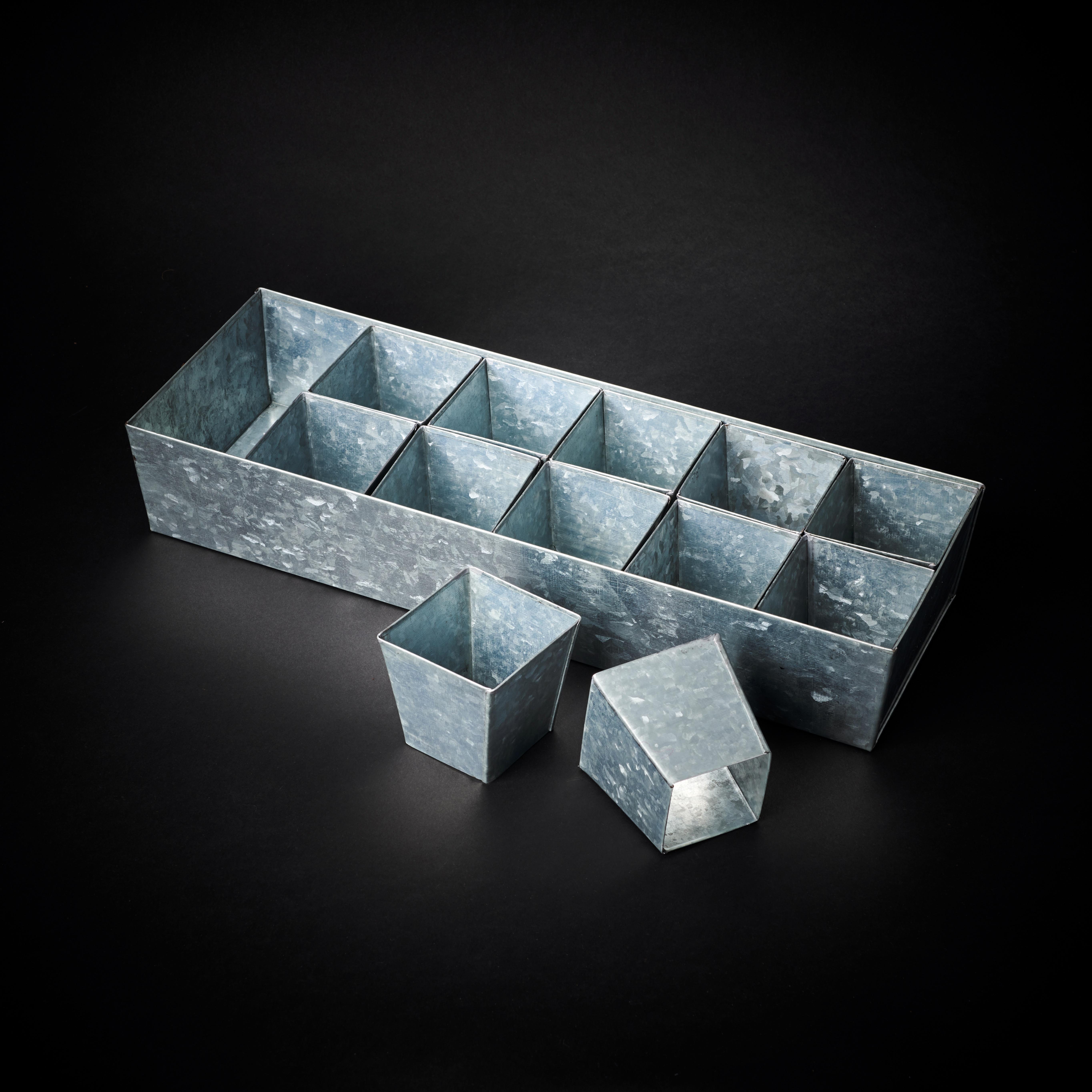 Galvanised tray with 12 growing pods