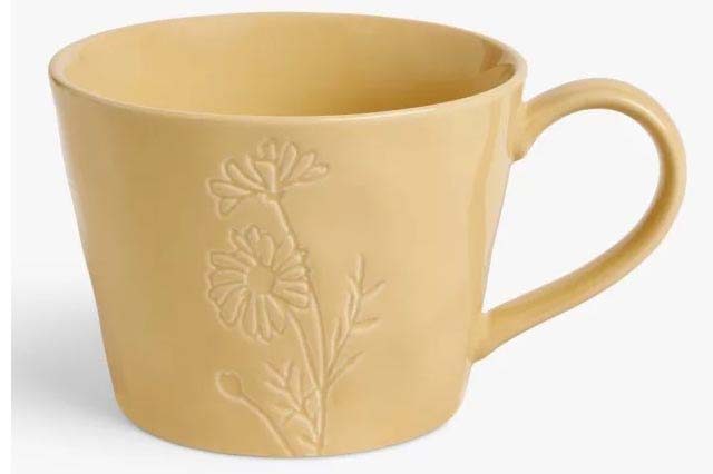 John Lewis Floral Debossed Stoneware Mug on a white background