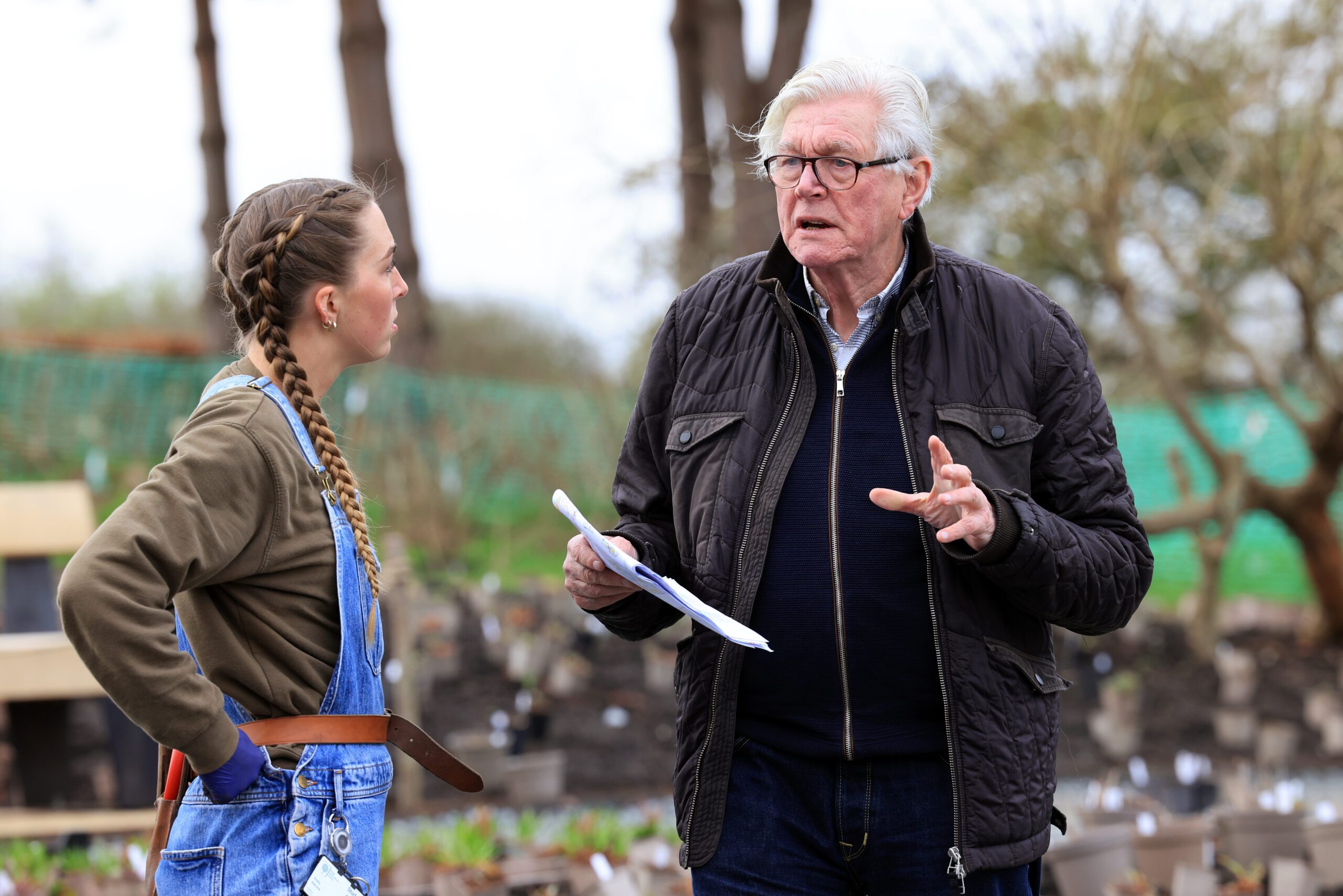 Piet Oudolf and team member at the Glasshouse borders at RHS Wisley ©