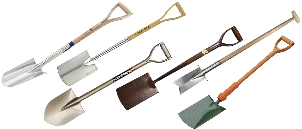 A selection of garden spades A selection of garden spades on a white background