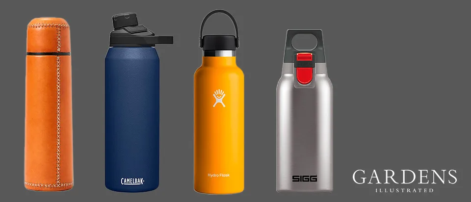Insulated flasks Compilation of insulated flasks on a grey background