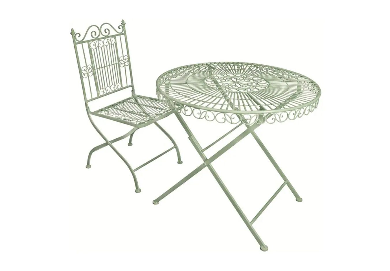 Metal folding two seat bistro set