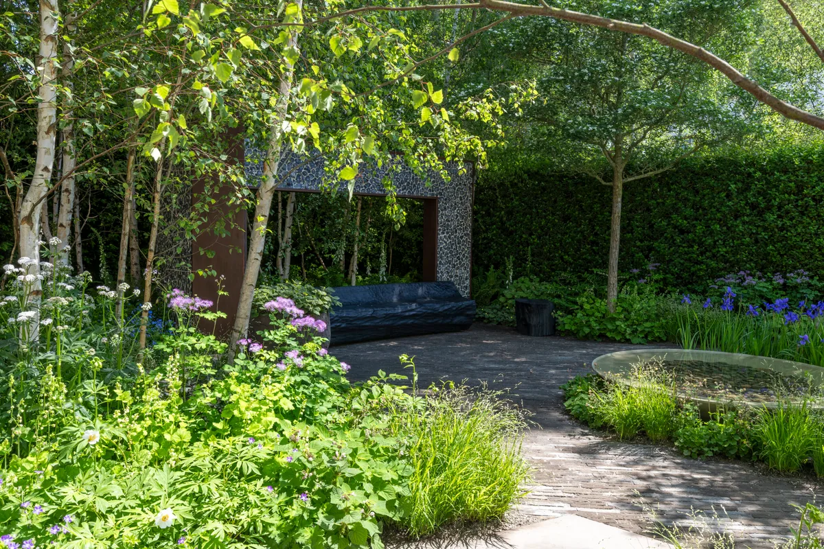 Muscular Dystrophy UK – Forest Bathing Garden at the RHS Chelsea Flower Show. Designed by Ula Maria. Sponsored by Project Giving Back Muscular Dystrophy UK – Forest Bathing Garden at the RHS Chelsea Flower Show. Designed by Ula Maria. Sponsored by Project Giving Back
