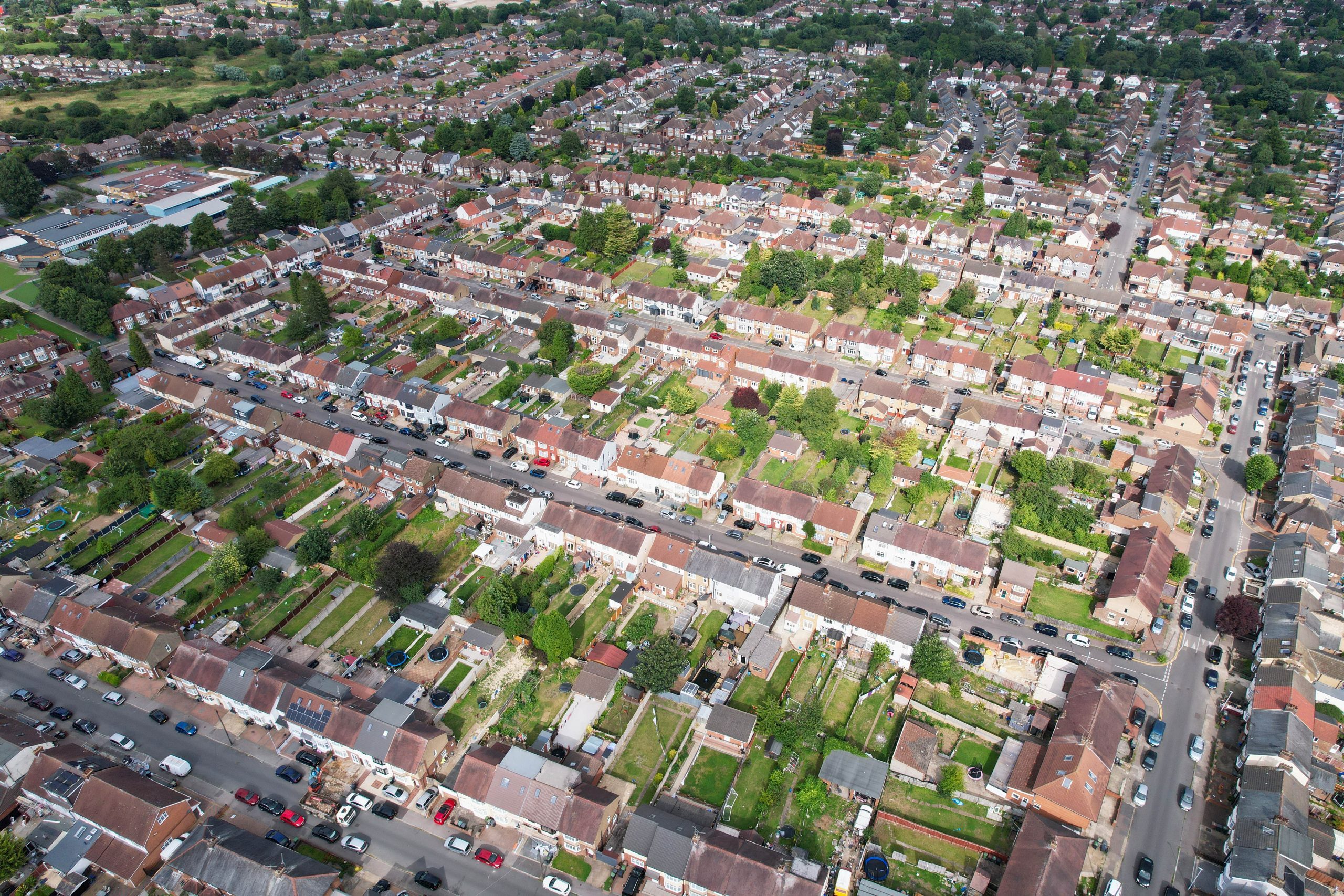 Aerial view of Luton, UK