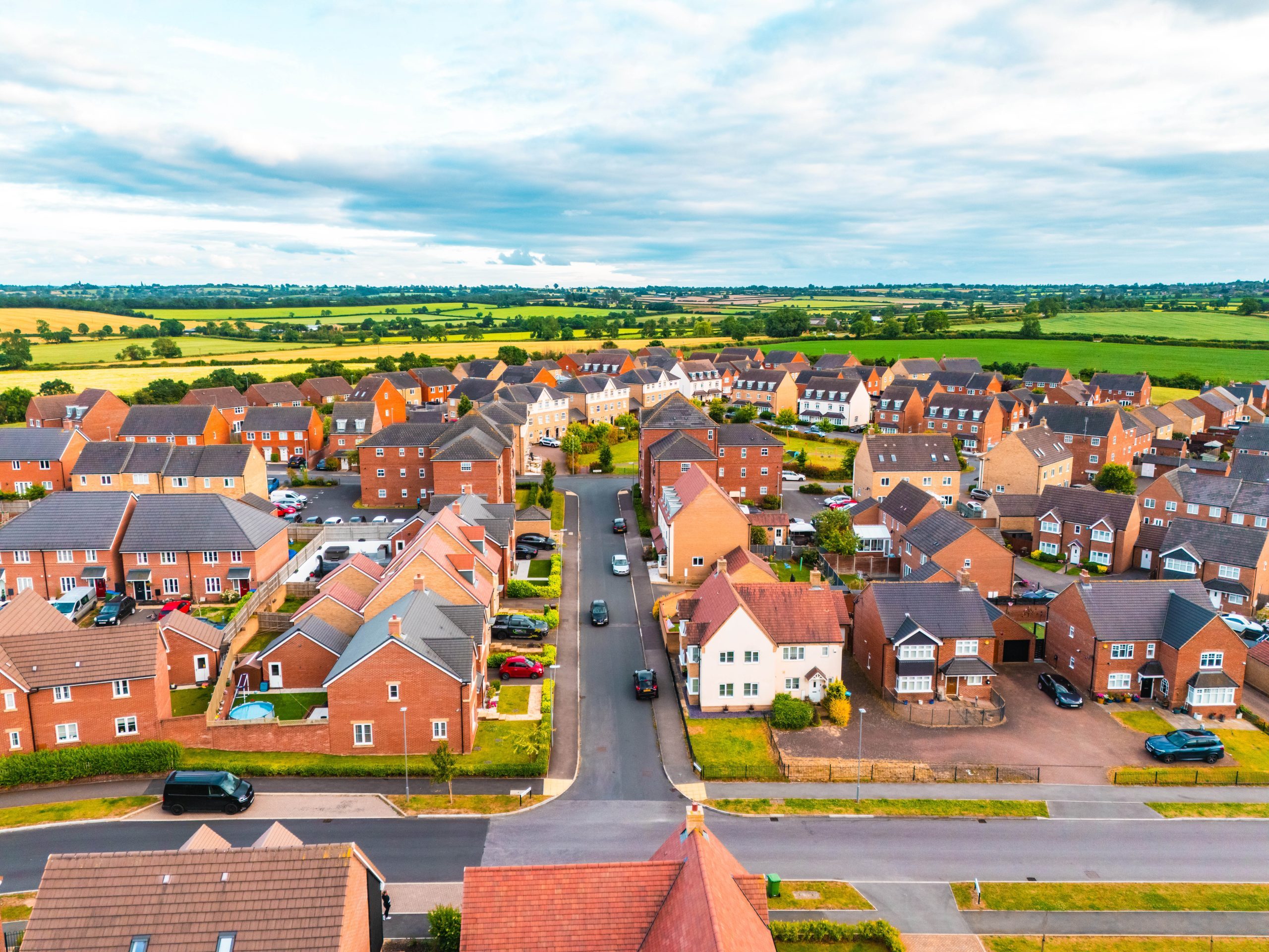 English housing estate in Milton Keynes, UK