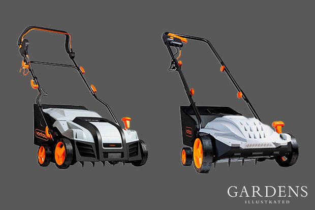 VonHaus Electric Lawn Scarifiers & Rakes on a grey background