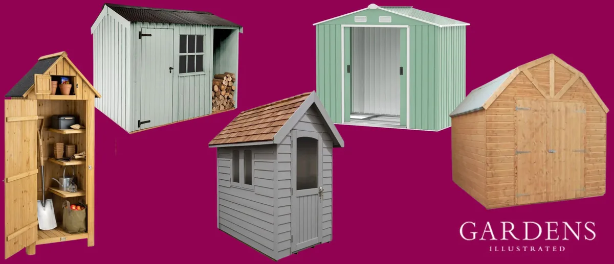 Garden sheds Garden sheds on a pink background