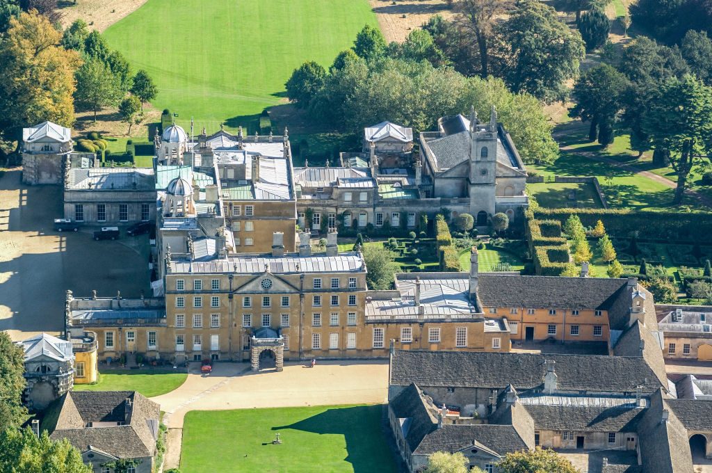 Aerial photograph of the grade 1 listed Badminton House