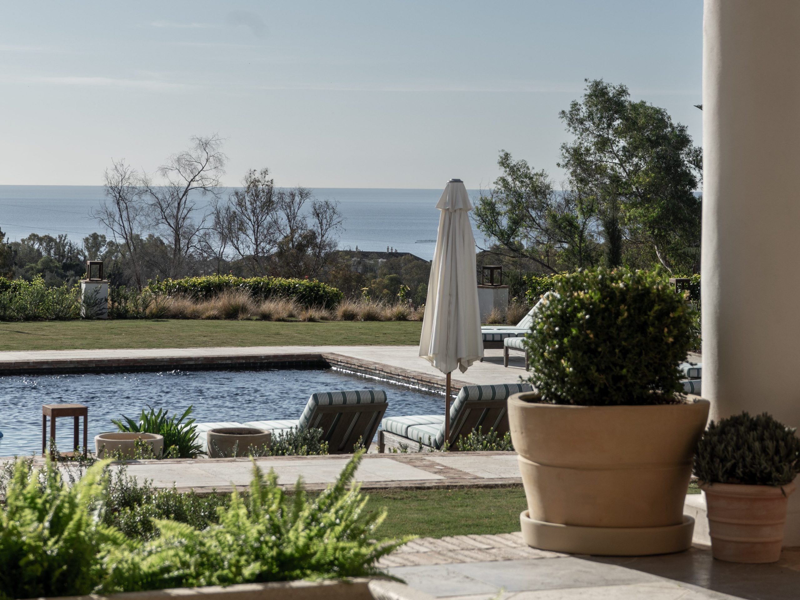 It is important to consider where the eye will be drawn. In this garden by Locus Landscape, the eye is drawn to the ocean.