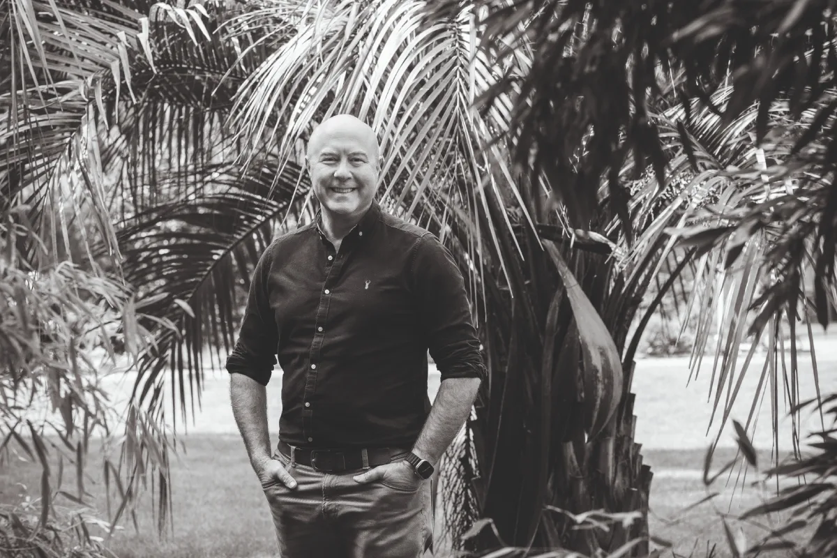 Eden project CEO Andy Jasper Man stood in garden