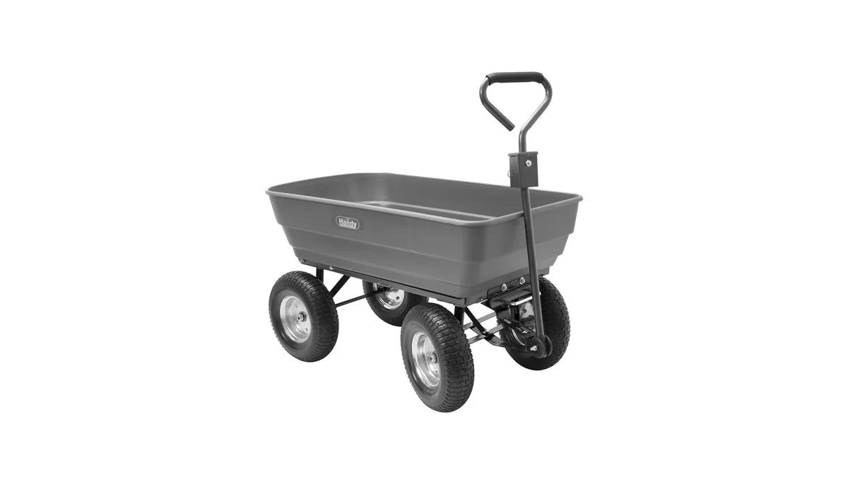 The Handy 200kg Poly Body Garden Trolley - Title A grey garden trolley on a white background.