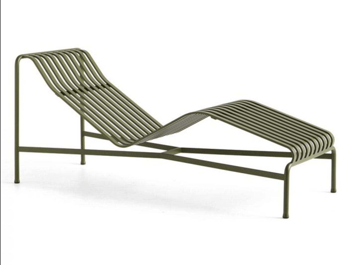Olive metal garden lounge chair