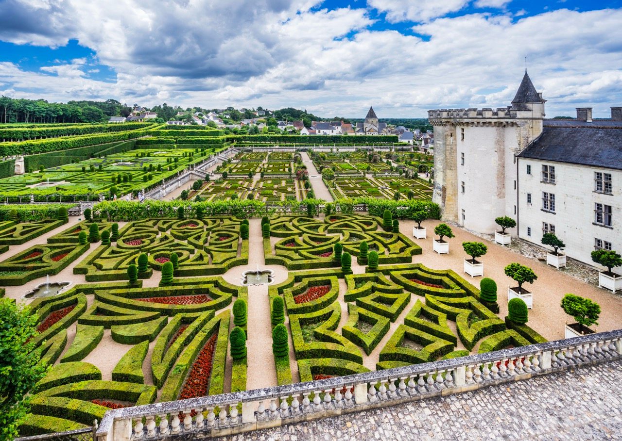 Chateau de Villandry is home to expansive ornamental gardens made with box hedging in geometric patterns. Credit: Getty / Manfred Gottschalk