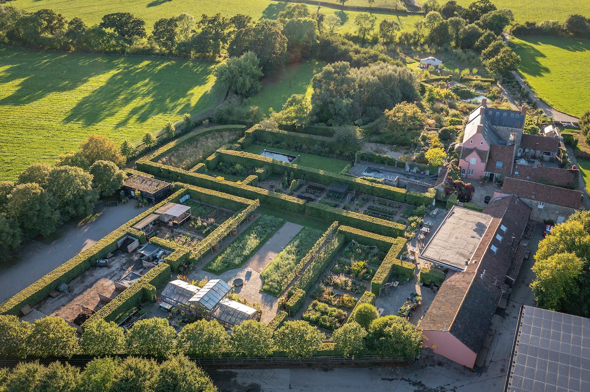 Aerial view of Yeo Valley farm and garden © Jonathan Buckley