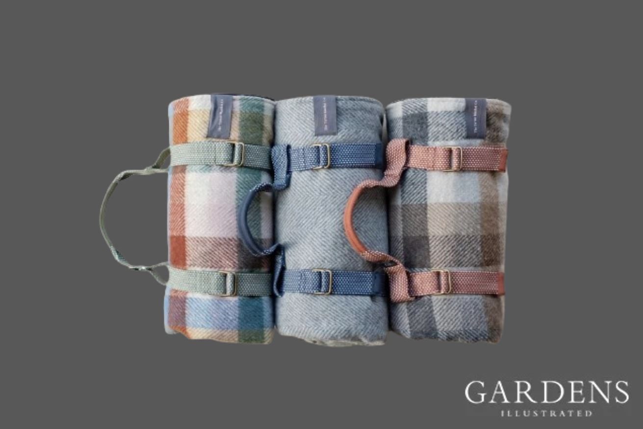Tbco. Recycled Wool Picnic Blankets on a grey background